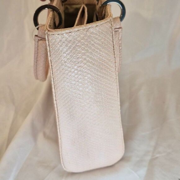Talbots Blush Pink Genuine Italy Leather Tote Bag Snakeskin Embossed Purse - Picture 5 of 11